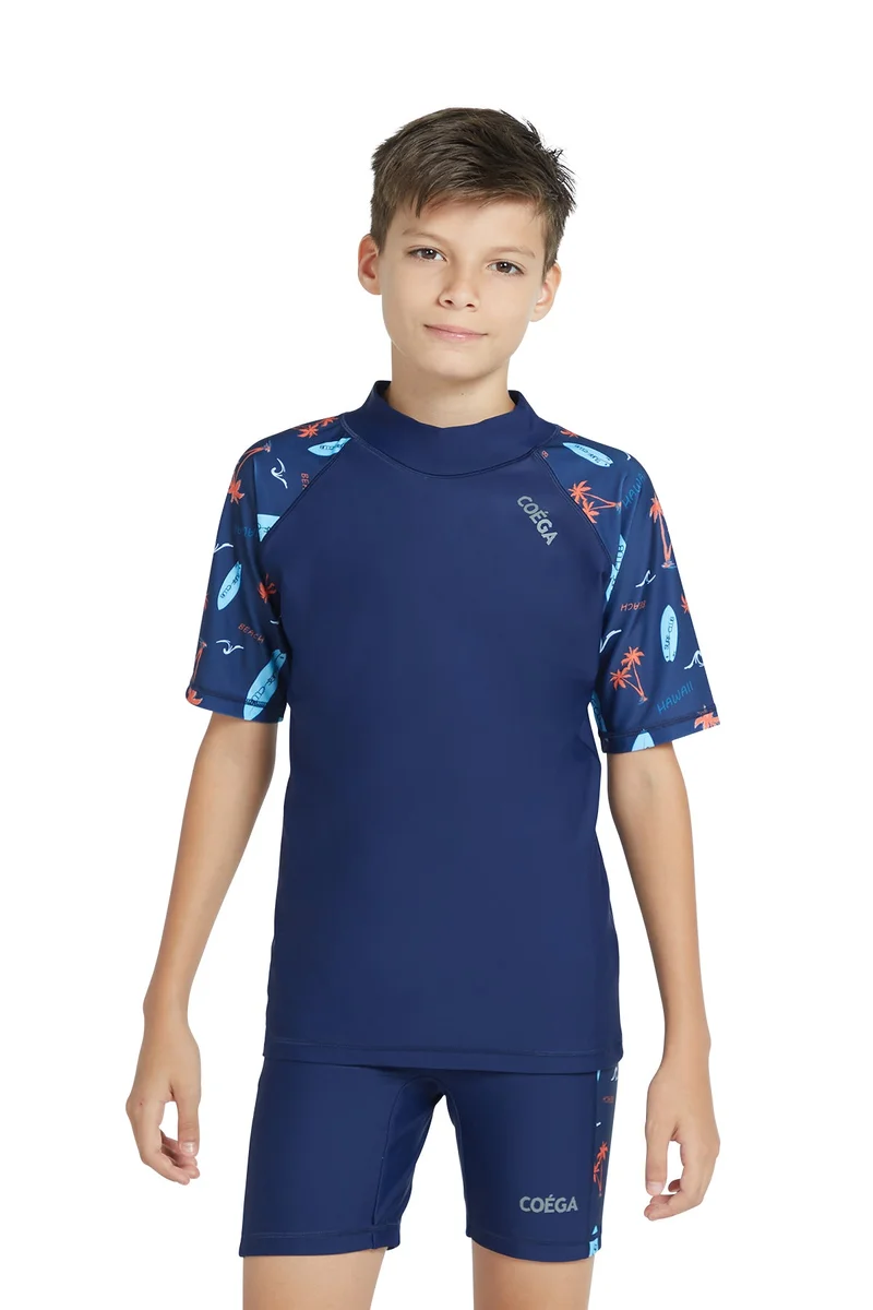 كويجا صن وير COEGA  Boys Kids Two-piece Swimsuit - Navy Peach Palms